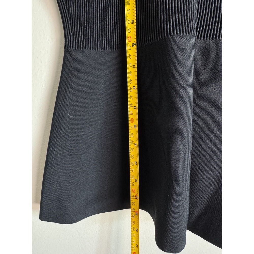 Theory Black Sleeveless Knit Peplum Top Fit & Flare Ribbed Textured Blouse Sz L - Picture 11 of 16